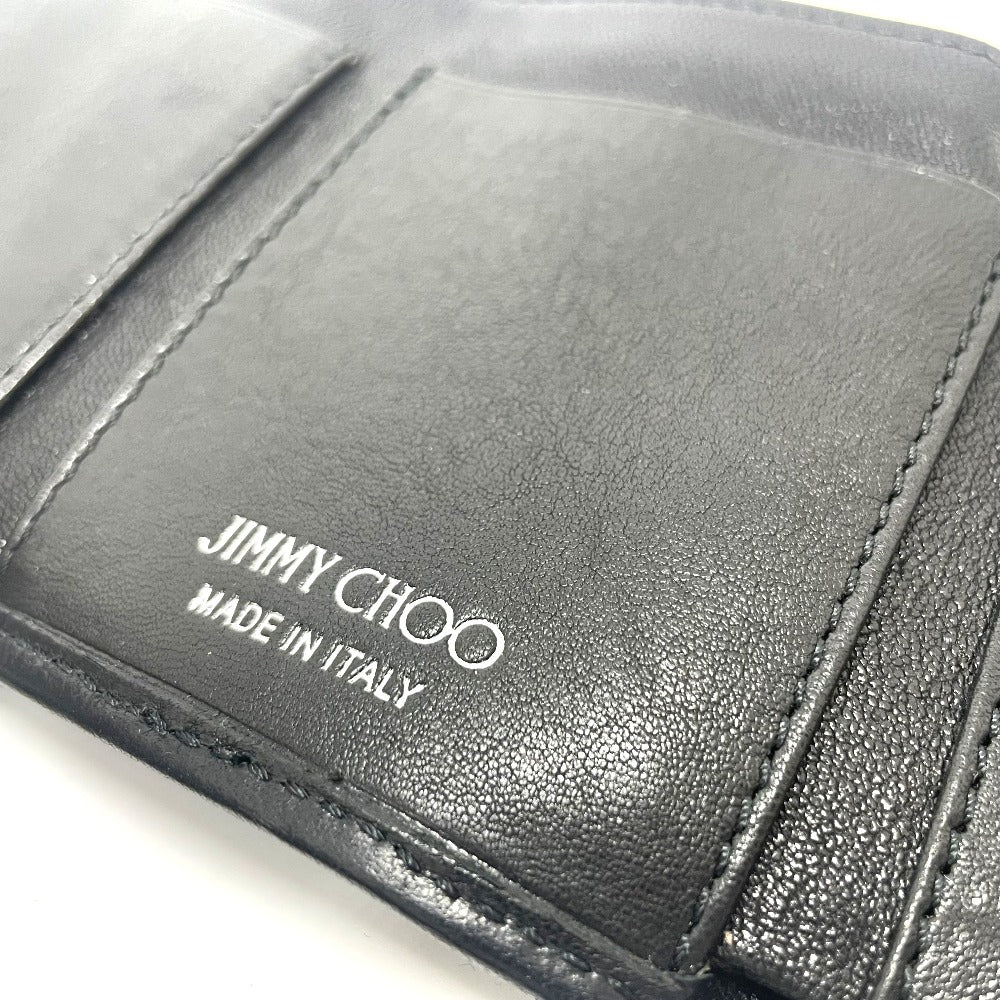 JIMMY CHOO スタースタッズ ウォレット コンパクト ミニウォレット 3つ折り財布 レザー レディース ブラック