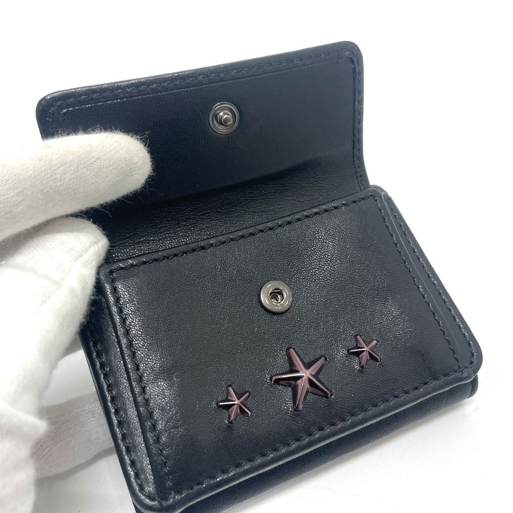 JIMMY CHOO スタースタッズ ウォレット コンパクト ミニウォレット 3つ折り財布 レザー レディース ブラック