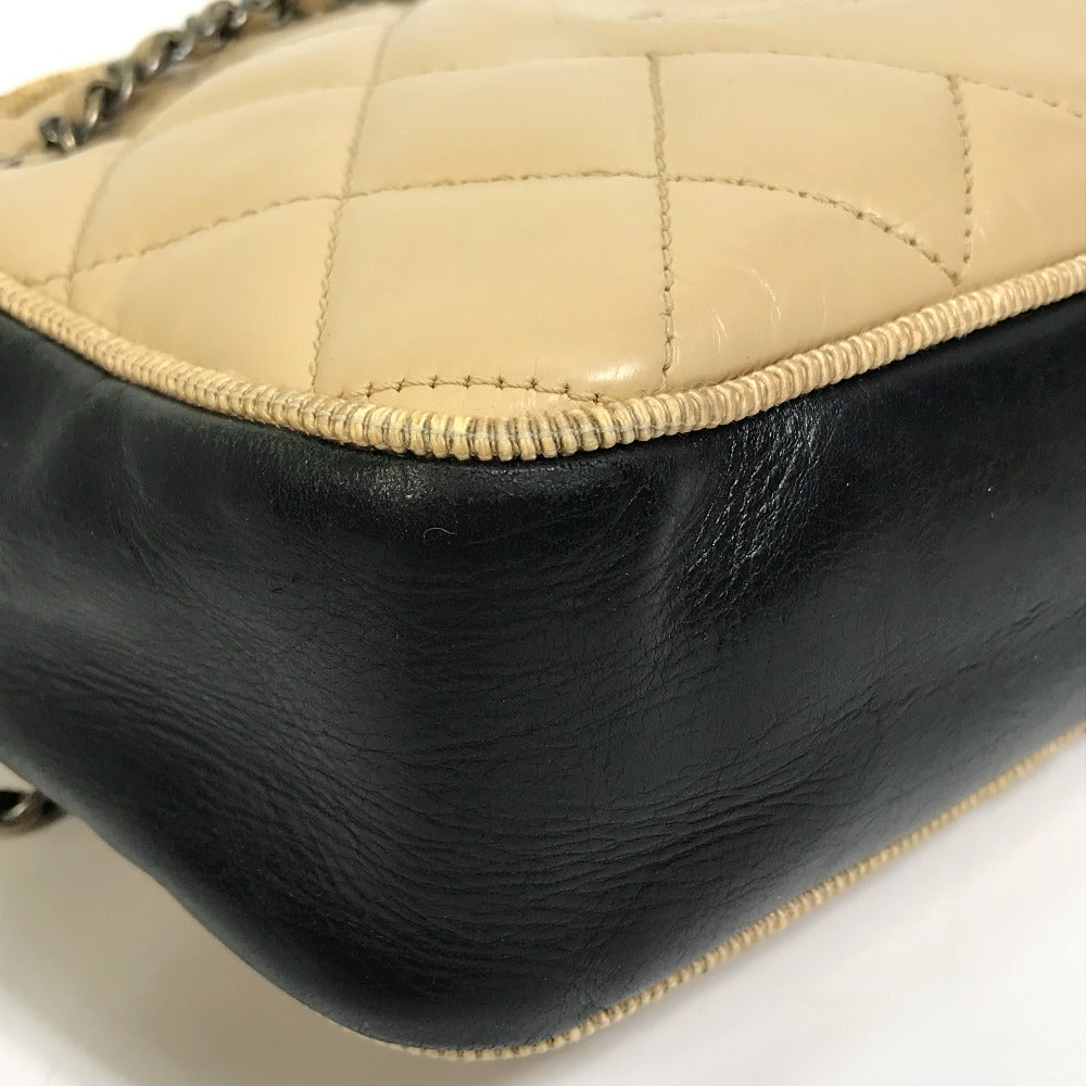 CHANEL CC ココマーク バレリーヌ カバン チェーン ショルダーバッグ カーフレザー レディース ベージュ×ブラック