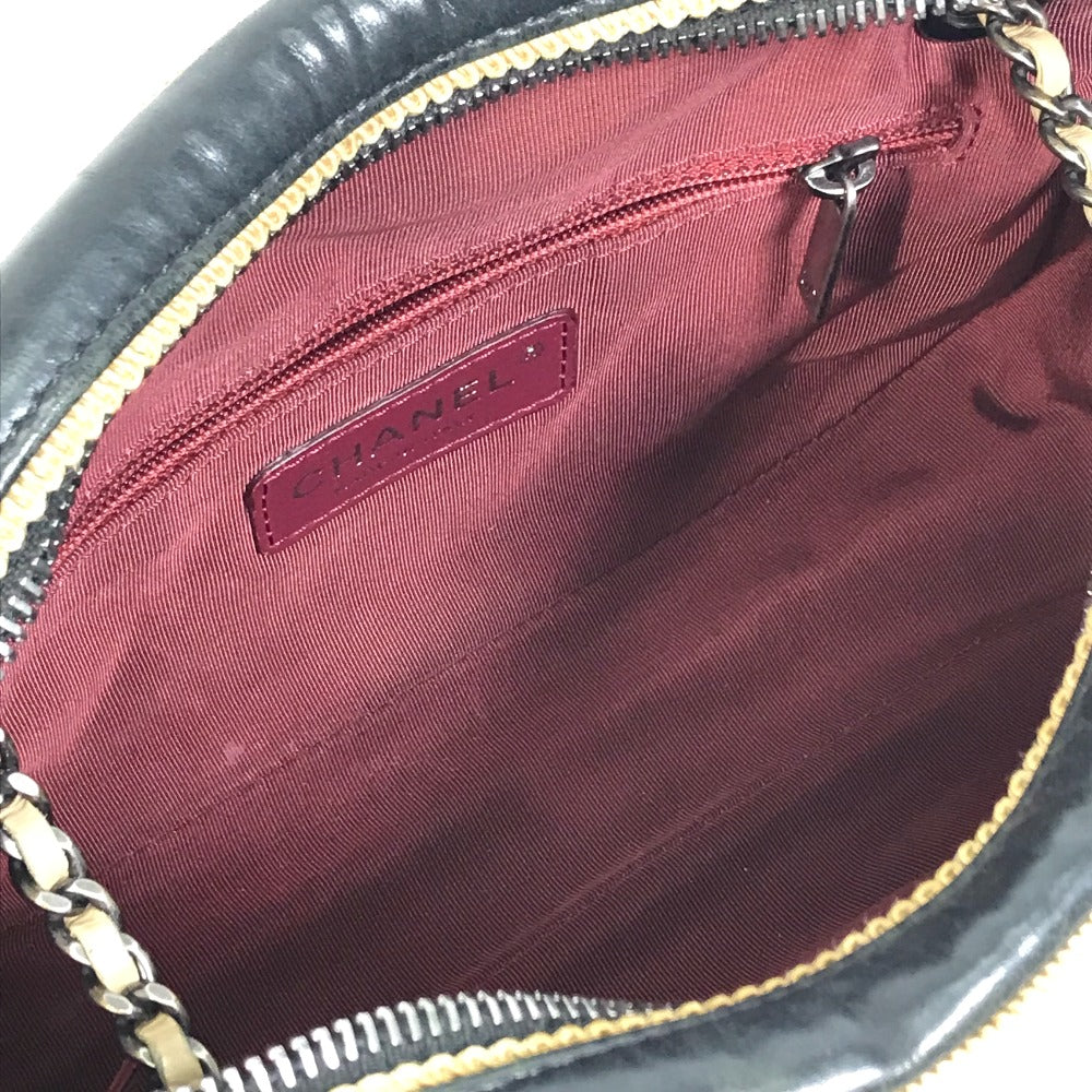 CHANEL CC ココマーク バレリーヌ カバン チェーン ショルダーバッグ カーフレザー レディース ベージュ×ブラック