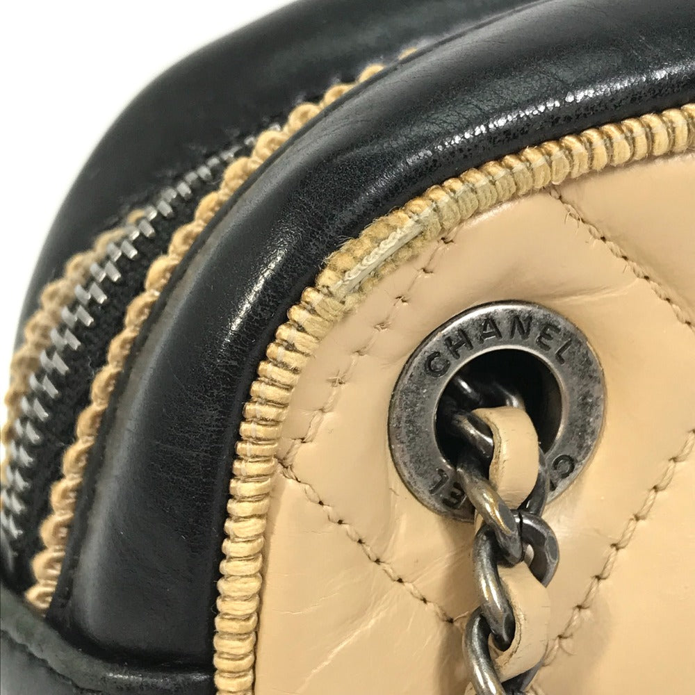 CHANEL CC ココマーク バレリーヌ カバン チェーン ショルダーバッグ カーフレザー レディース ベージュ×ブラック