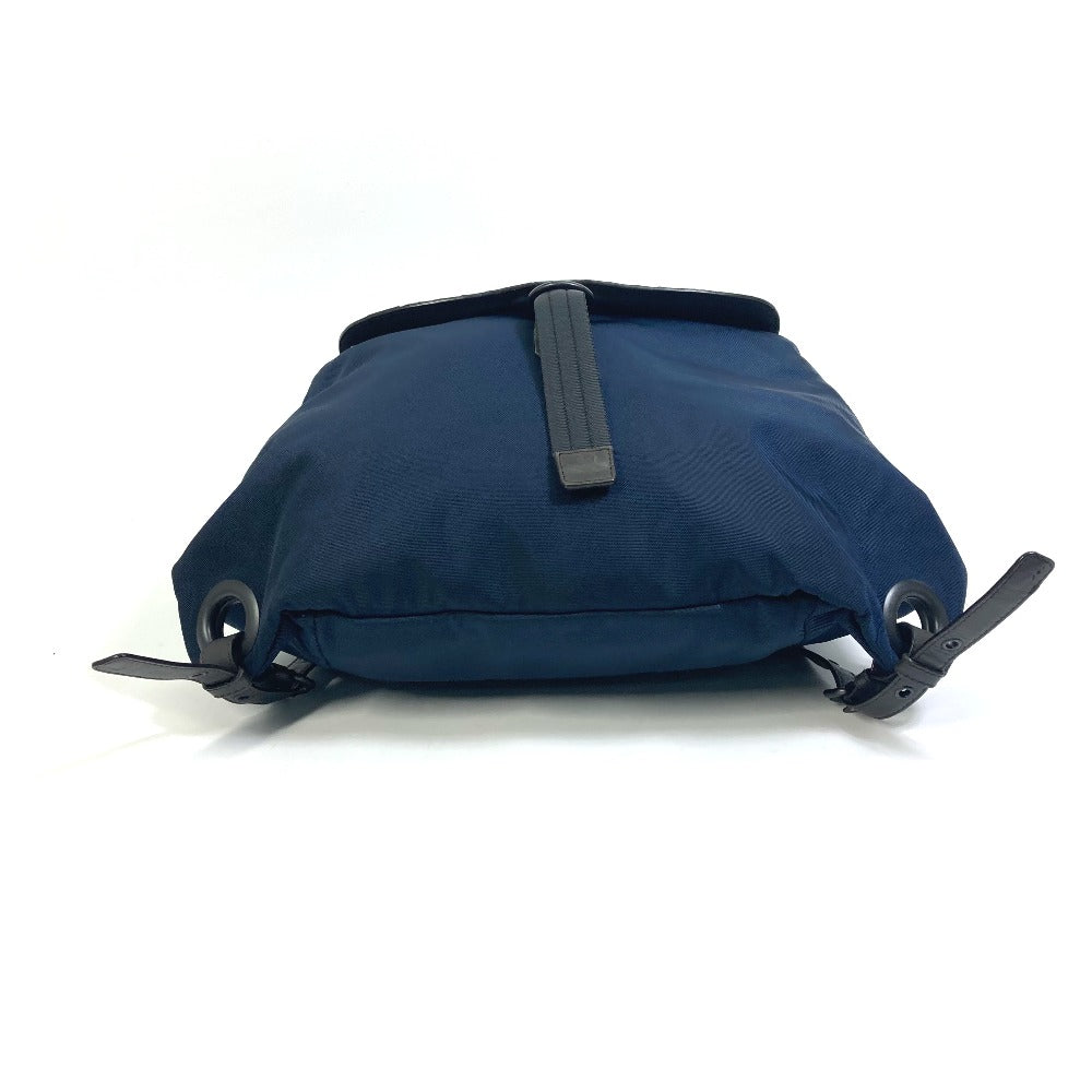 BOTTEGA VENETA 409595 Intrecciato Backpack, Nylon/Leather, Men's, Navy/Brown