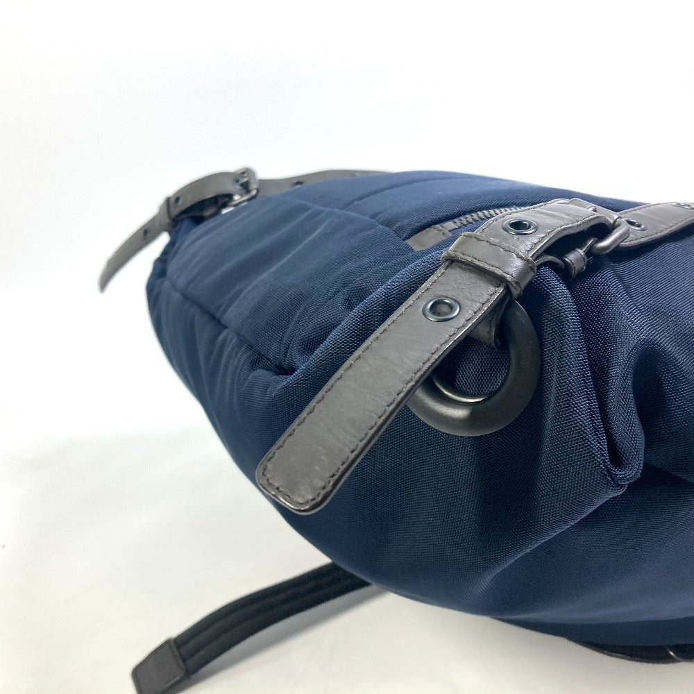 BOTTEGA VENETA 409595 Intrecciato Backpack, Nylon/Leather, Men's, Navy/Brown