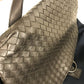 BOTTEGA VENETA 409595 Intrecciato Backpack, Nylon/Leather, Men's, Navy/Brown