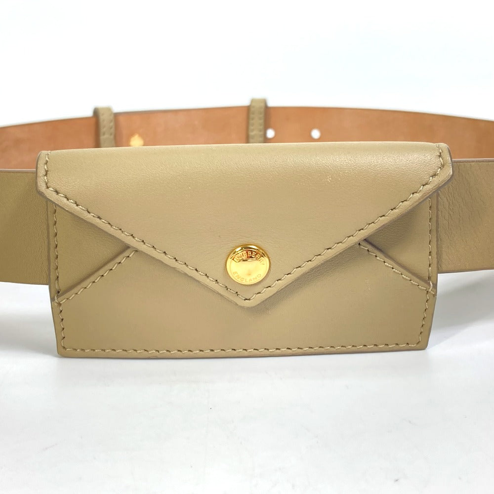 BURBERRY 8012136 ENVELOPE Pants Belt, Leather, Women's, Latte Beige