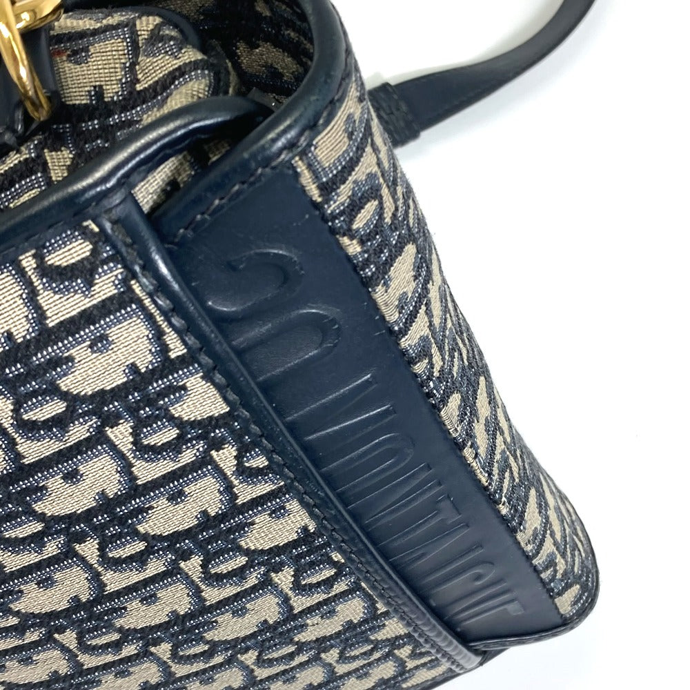 Dior M9319UTZQ Oblique Bobby Crossbody Pochette Shoulder Bag in Canvas/Leather, Navy