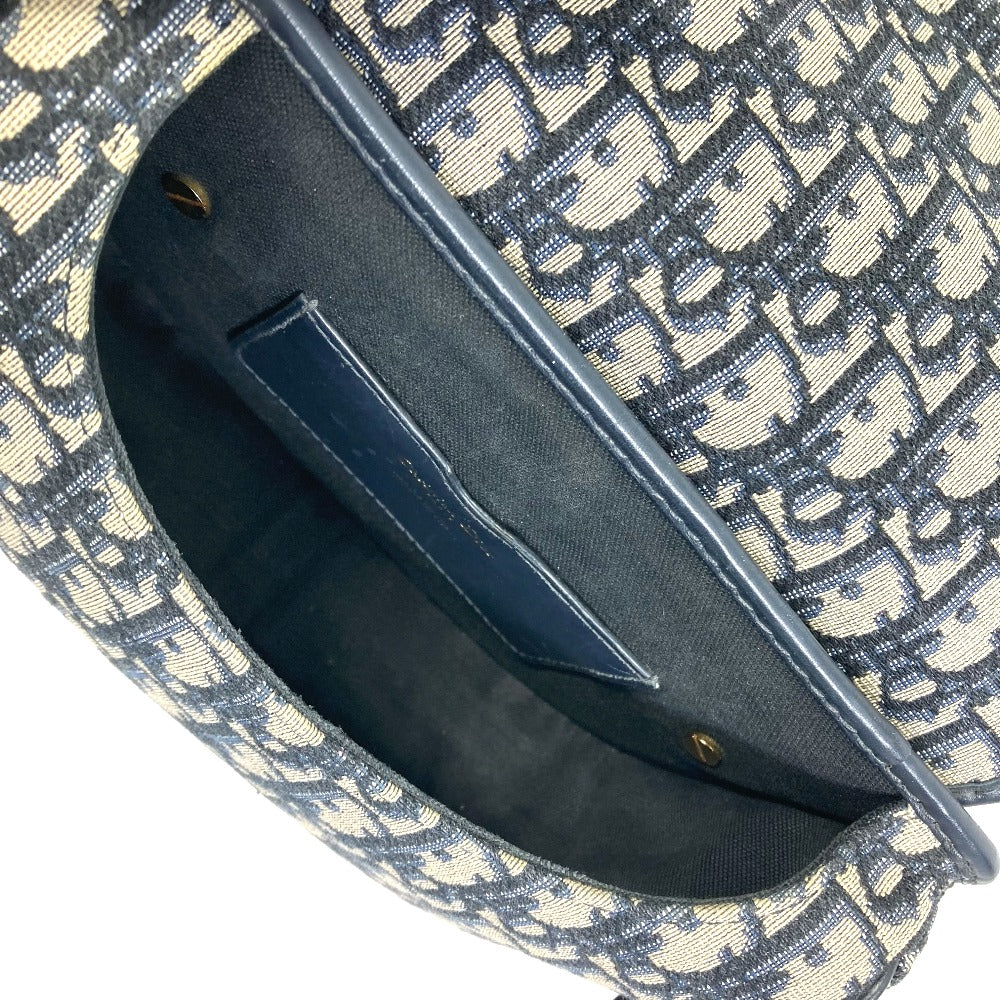 Dior M9319UTZQ Oblique Bobby Crossbody Pochette Shoulder Bag in Canvas/Leather, Navy