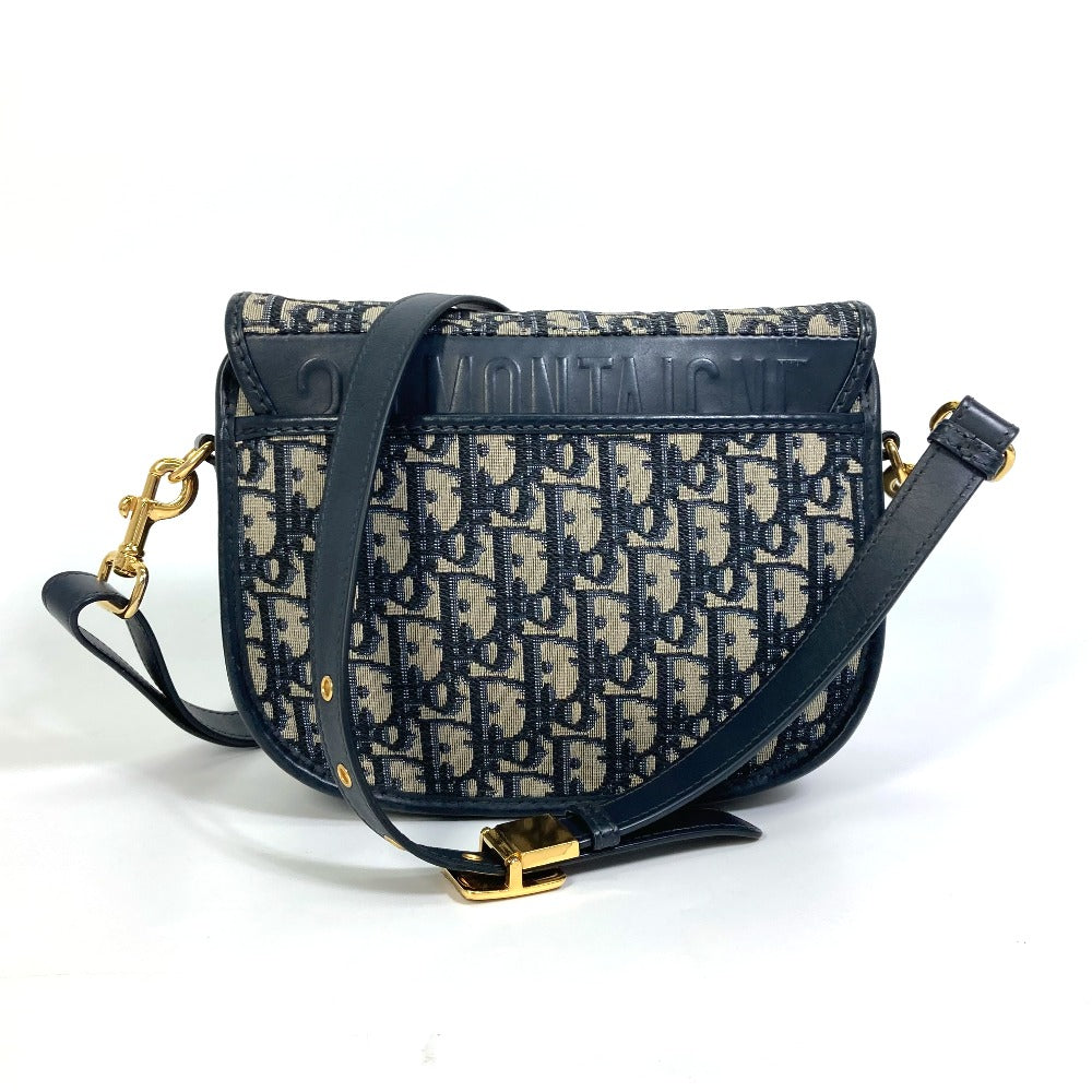 Dior M9319UTZQ Oblique Bobby Crossbody Pochette Shoulder Bag in Canvas/Leather, Navy