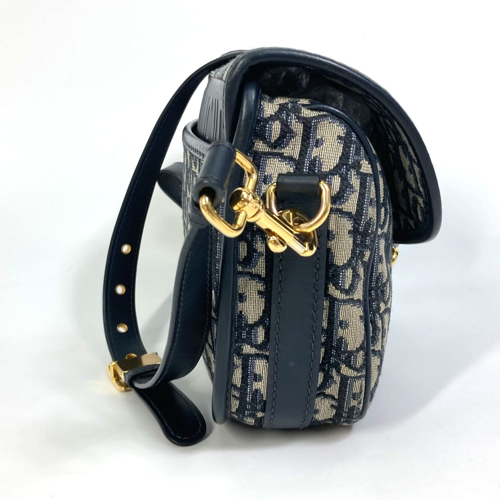 Dior M9319UTZQ Oblique Bobby Crossbody Pochette Shoulder Bag in Canvas/Leather, Navy