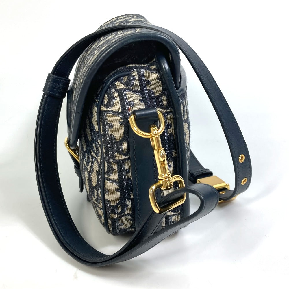 Dior M9319UTZQ Oblique Bobby Crossbody Pochette Shoulder Bag in Canvas/Leather, Navy