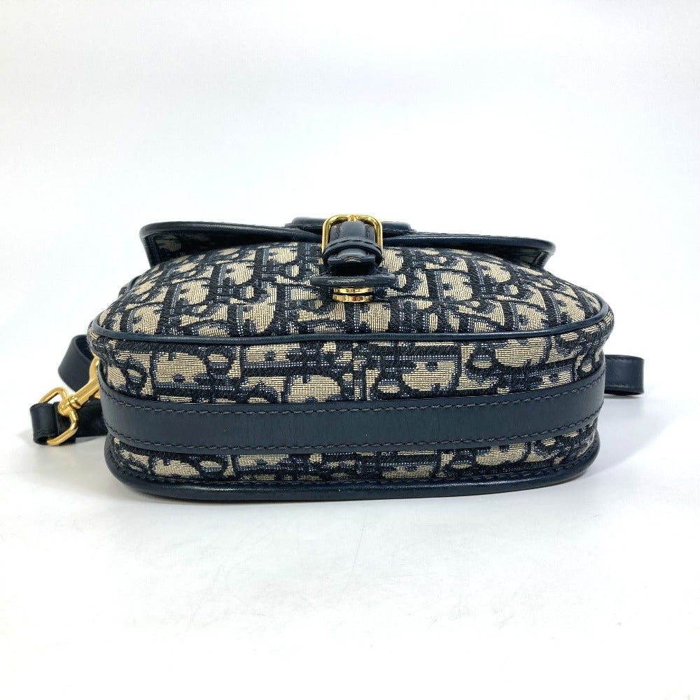 Dior M9319UTZQ Oblique Bobby Crossbody Pochette Shoulder Bag in Canvas/Leather, Navy