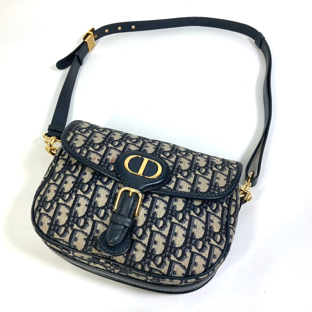 Dior M9319UTZQ Oblique Bobby Crossbody Pochette Shoulder Bag in Canvas/Leather, Navy