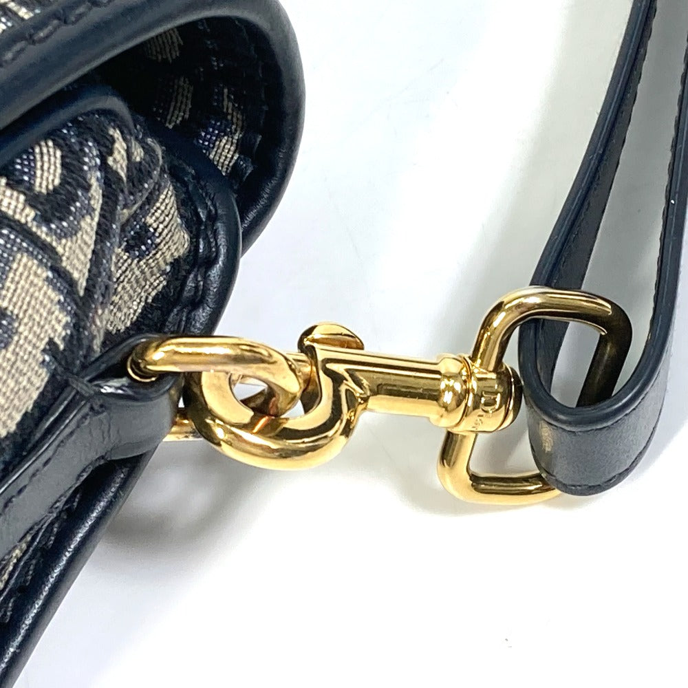 Dior M9319UTZQ Oblique Bobby Crossbody Pochette Shoulder Bag in Canvas/Leather, Navy