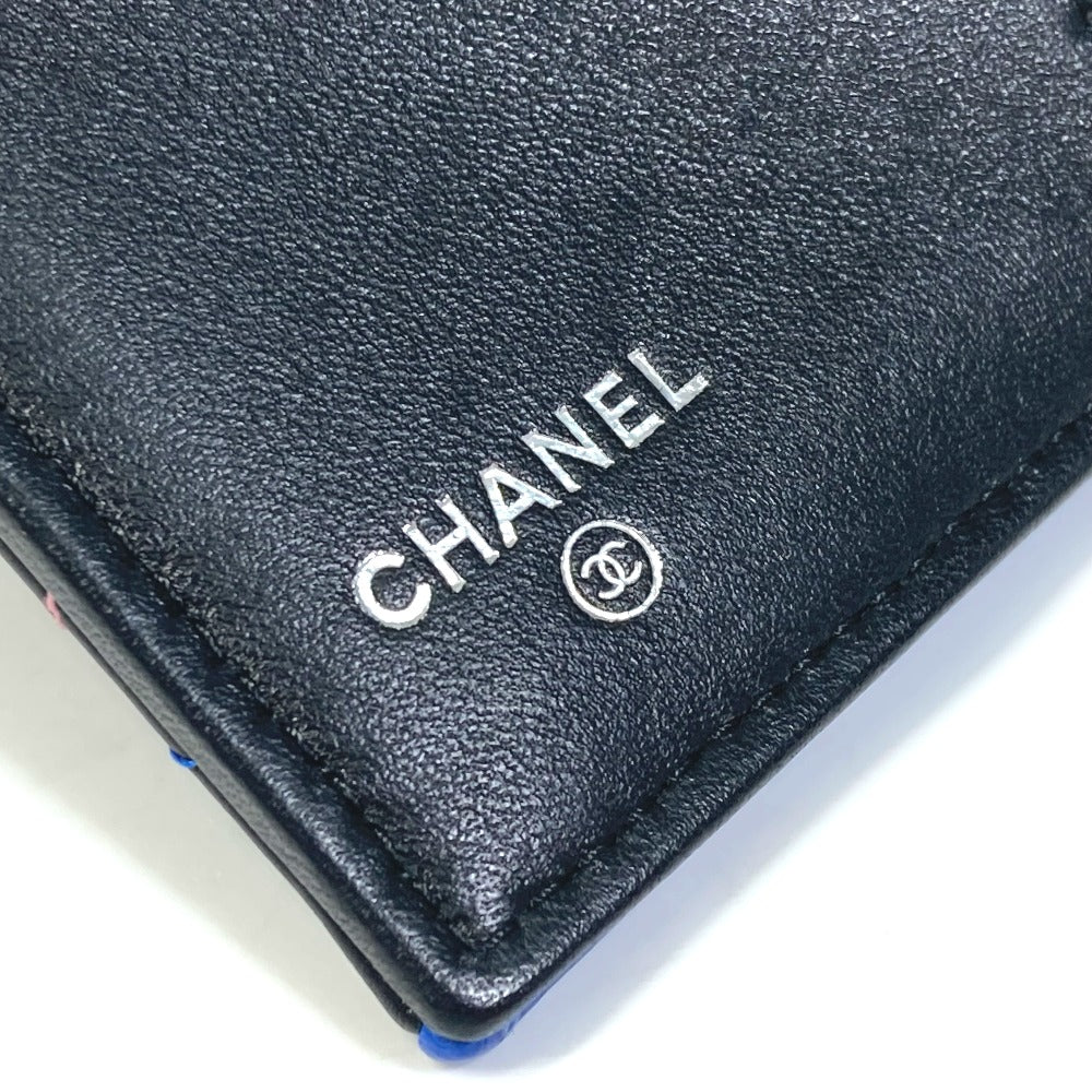 CHANEL CC Coco Mark Small Flap Compact Wallet, Tri-fold Lambskin, Women's, Black