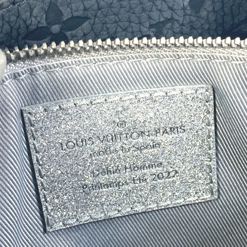LOUIS VUITTON M59682 damier glitter Trio pouch NM bag coin purse pouch Crossbody Shoulder Bag Leather / Taurillon ClemenceLeather Silver/Black Used