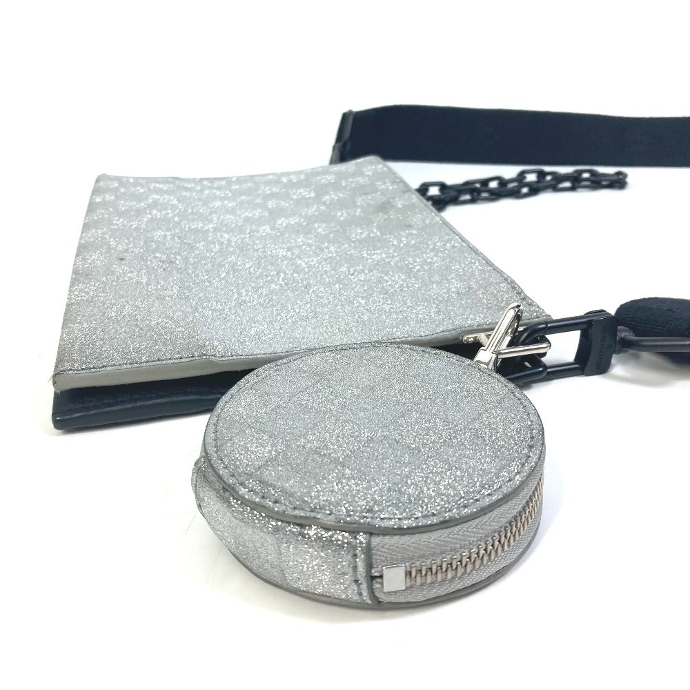 LOUIS VUITTON M59682 damier glitter Trio pouch NM bag coin purse pouch Crossbody Shoulder Bag Leather / Taurillon ClemenceLeather Silver/Black Used
