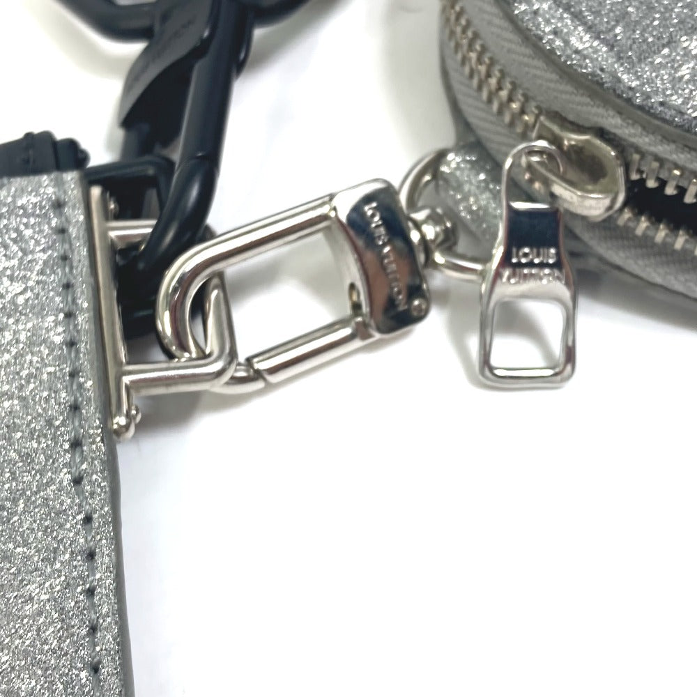 LOUIS VUITTON M59682 damier glitter Trio pouch NM bag coin purse pouch Crossbody Shoulder Bag Leather / Taurillon ClemenceLeather Silver/Black Used