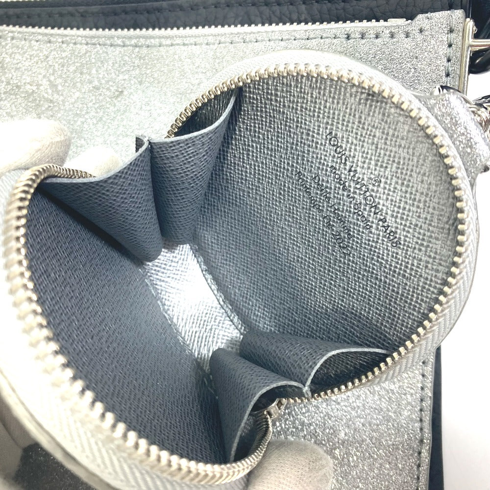 LOUIS VUITTON M59682 damier glitter Trio pouch NM bag coin purse pouch Crossbody Shoulder Bag Leather / Taurillon ClemenceLeather Silver/Black Used