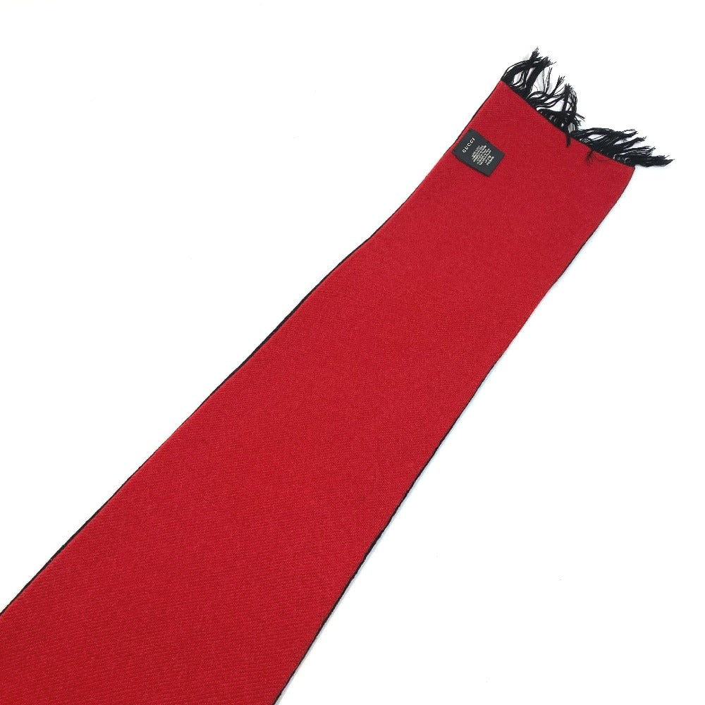GUCCI BE LOVED Logo Scarf with Fringe, Men's Wool, Black