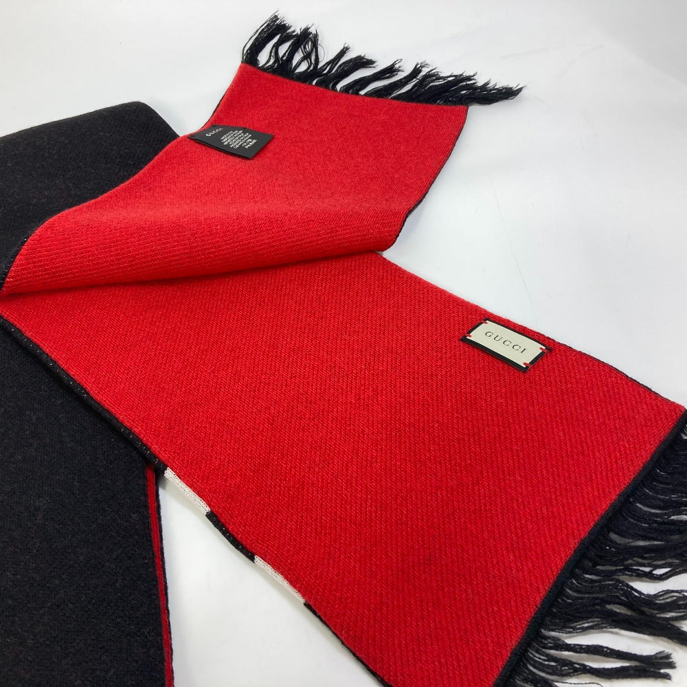 GUCCI BE LOVED Logo Scarf with Fringe, Men's Wool, Black