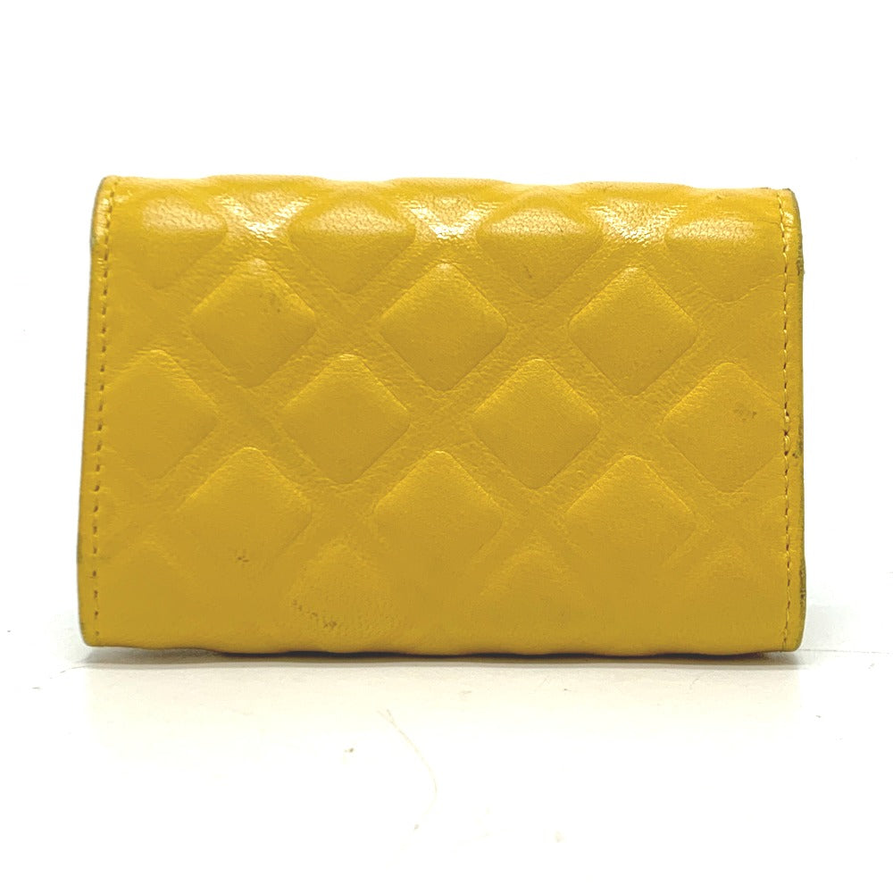CHANEL Coco Mark Diamond CC 4-Ring Key Case with Key Ring, Calfskin, Women's, Yellow