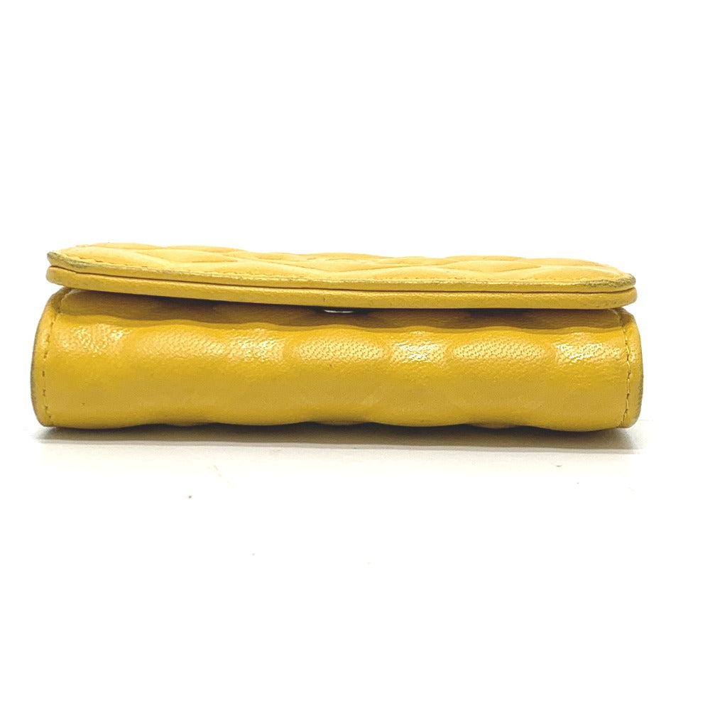 CHANEL Coco Mark Diamond CC 4-Ring Key Case with Key Ring, Calfskin, Women's, Yellow