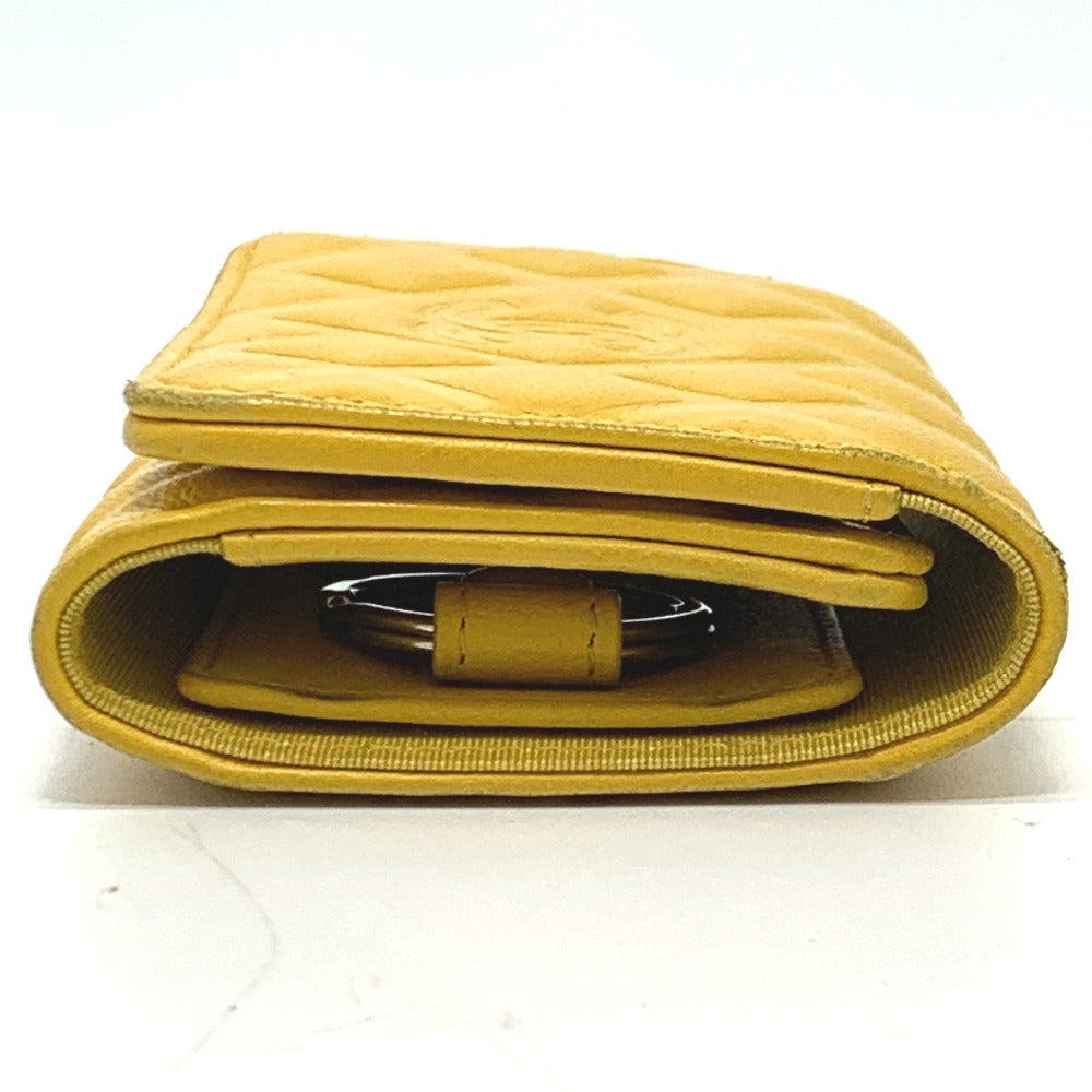 CHANEL Coco Mark Diamond CC 4-Ring Key Case with Key Ring, Calfskin, Women's, Yellow