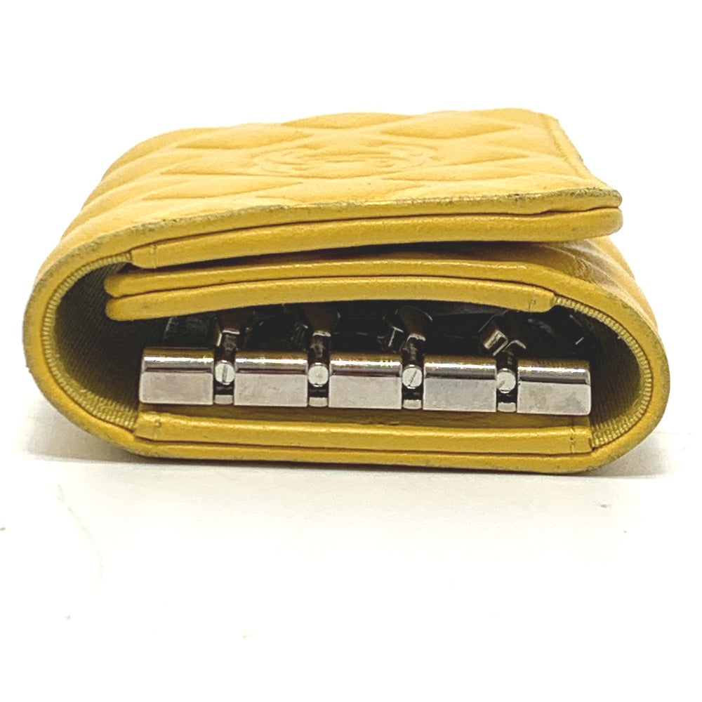 CHANEL Coco Mark Diamond CC 4-Ring Key Case with Key Ring, Calfskin, Women's, Yellow