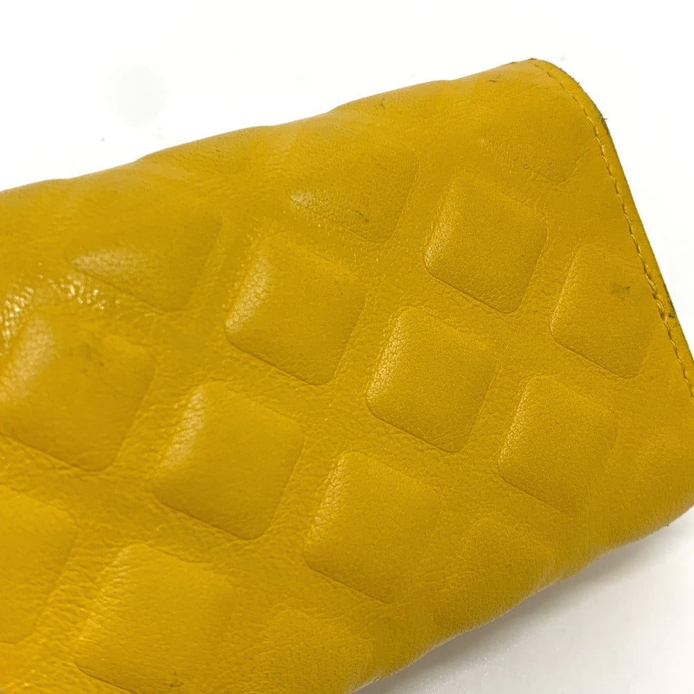CHANEL Coco Mark Diamond CC 4-Ring Key Case with Key Ring, Calfskin, Women's, Yellow
