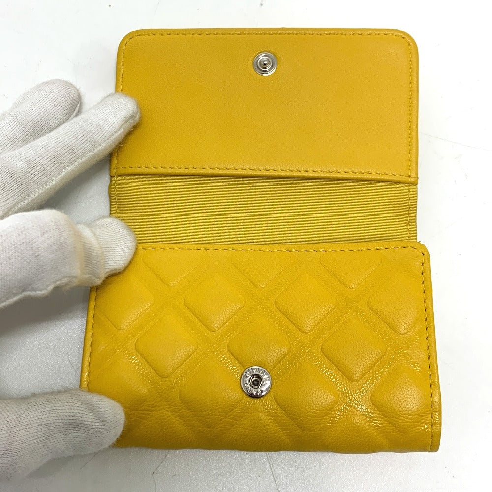 CHANEL Coco Mark Diamond CC 4-Ring Key Case with Key Ring, Calfskin, Women's, Yellow