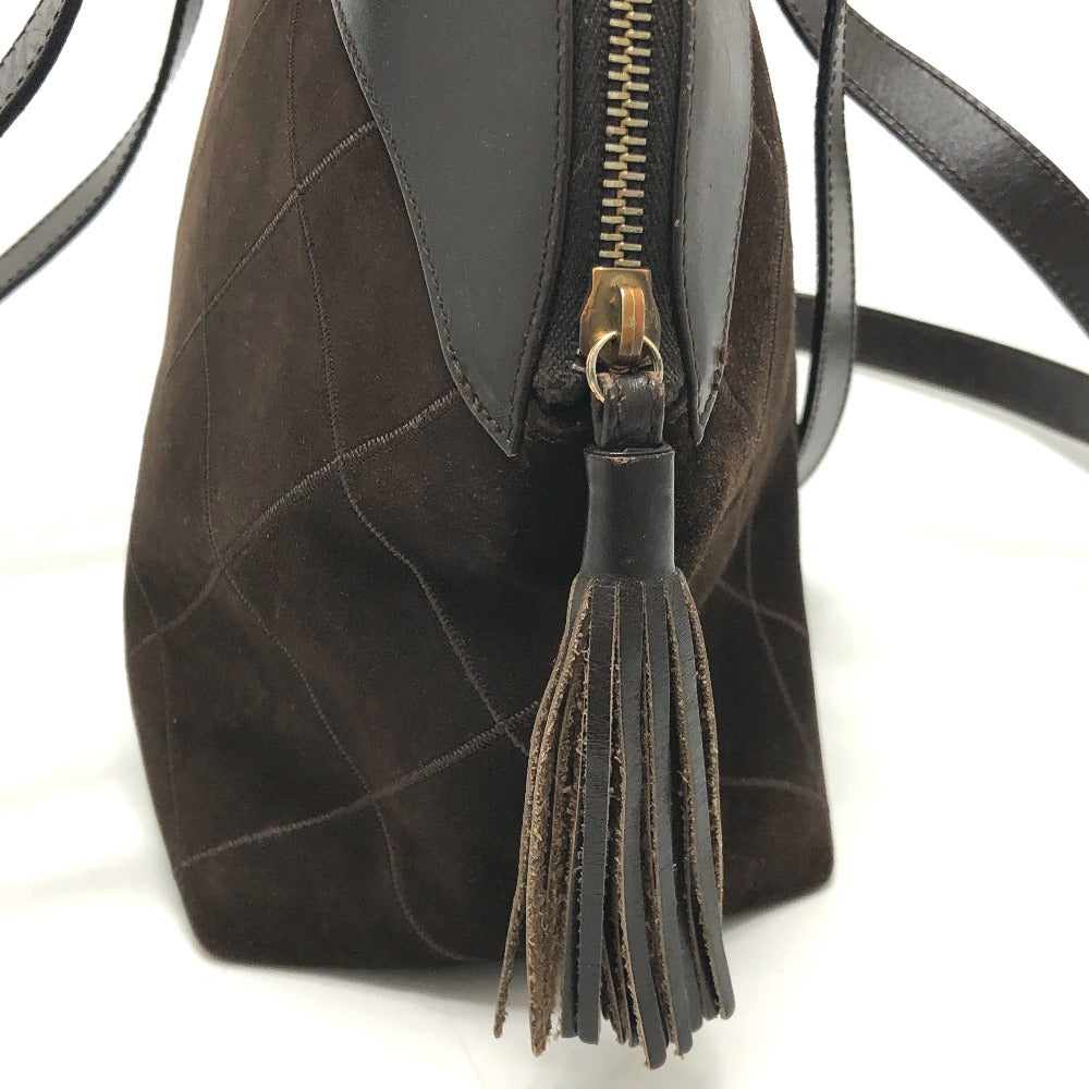 Salvatore Ferragamo quilted shoulder bag in brown suede/leather for women