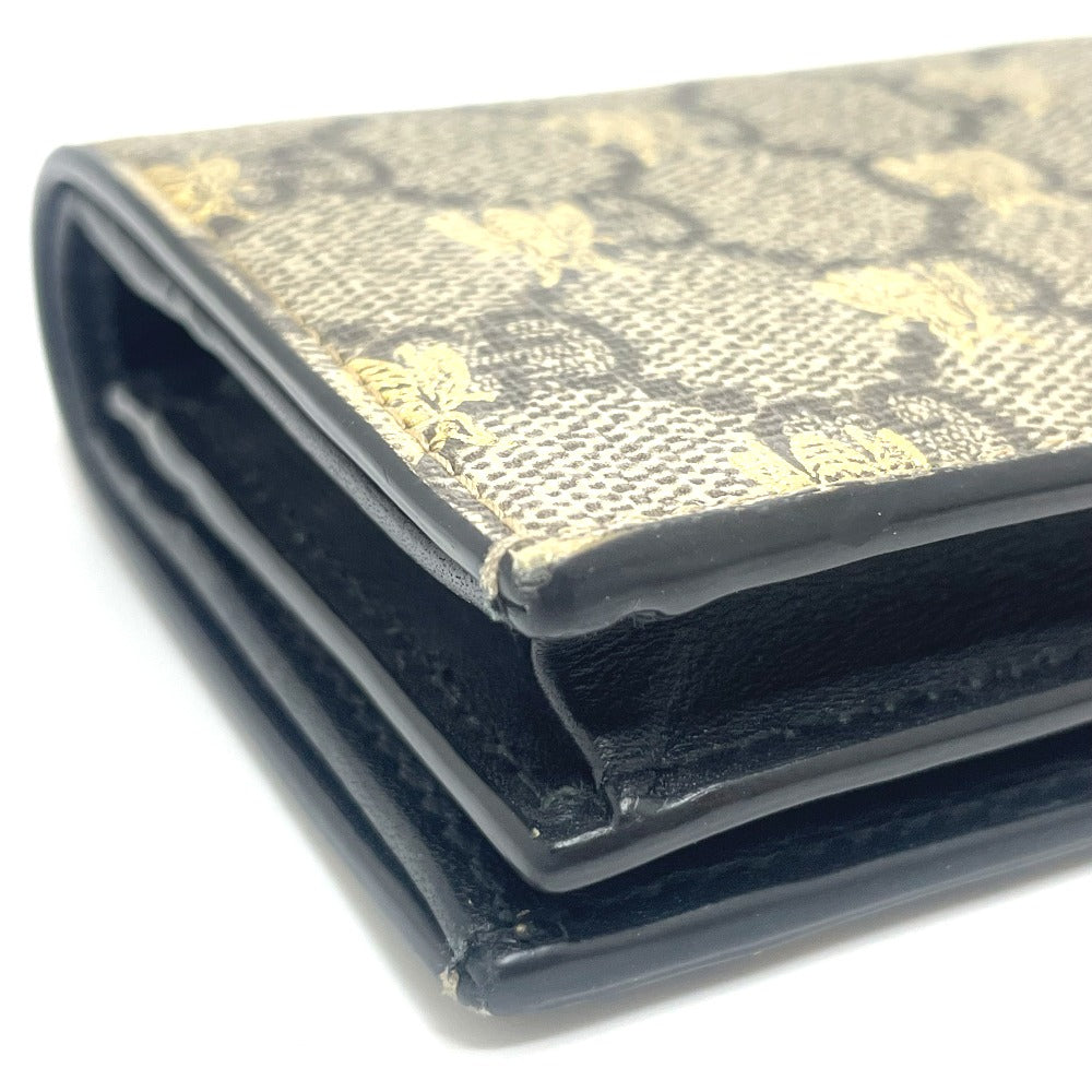 GUCCI 508057 GG BEE Compact Wallet, Bifold Wallet, GG Supreme Canvas, Men's, Beige