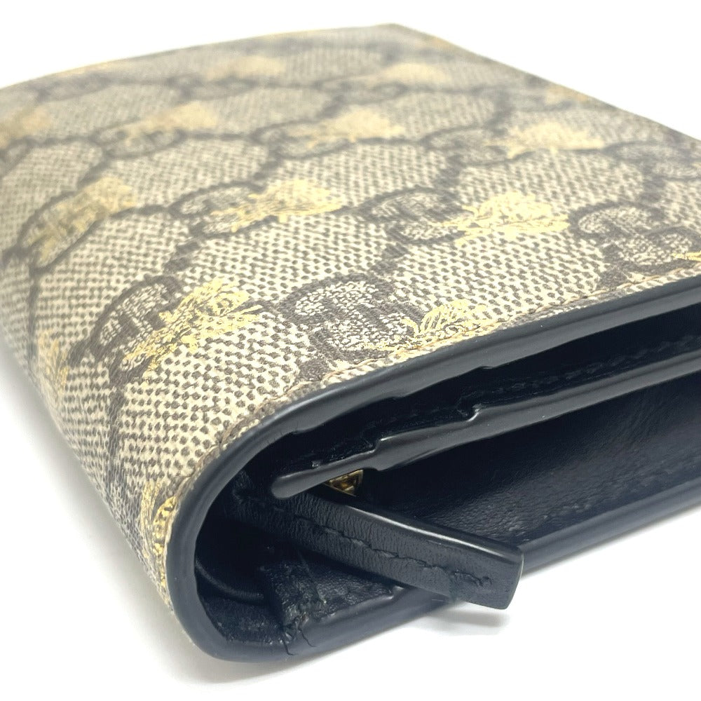 GUCCI 508057 GG BEE Compact Wallet, Bifold Wallet, GG Supreme Canvas, Men's, Beige