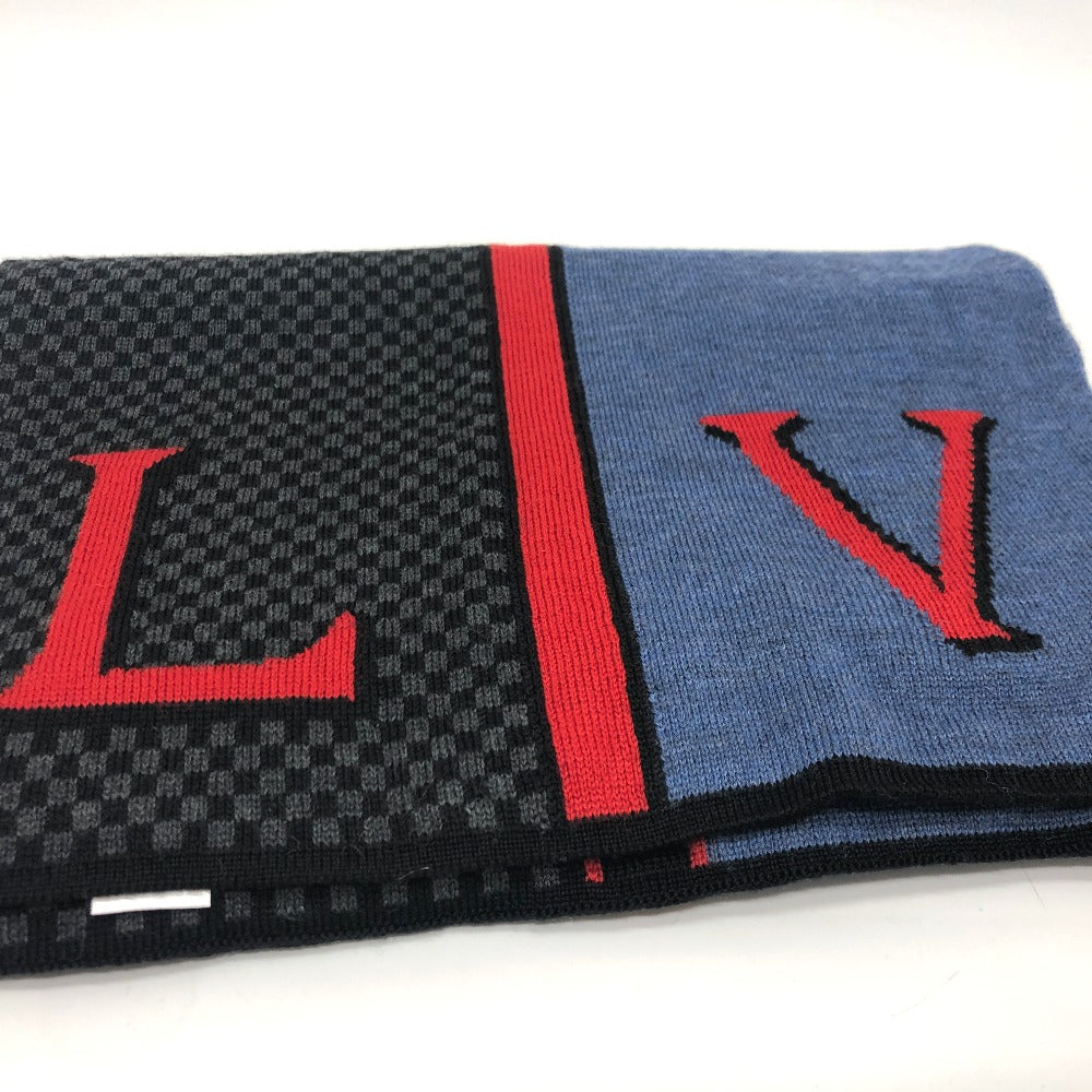 LOUIS VUITTON M70249 Echarpe LV Damier Rouge Wool Scarf Men's Black/Blue