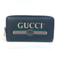 GUCCI 496317 Sherry Line GUCCI Logo Print Round Zipper Long Wallet Leather Men's Black