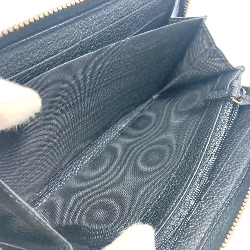 GUCCI 496317 Sherry Line GUCCI Logo Print Round Zipper Long Wallet Leather Men's Black