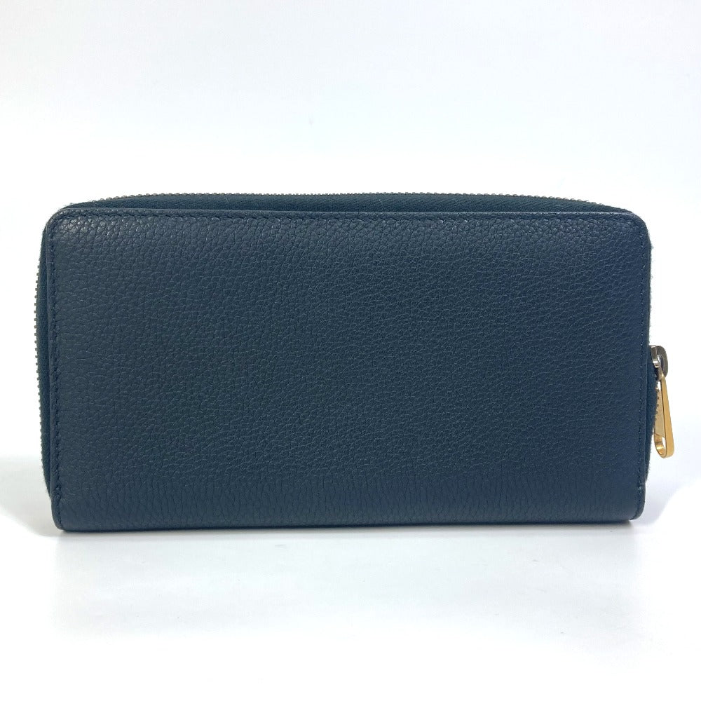 GUCCI 496317 Sherry Line GUCCI Logo Print Round Zipper Long Wallet Leather Men's Black
