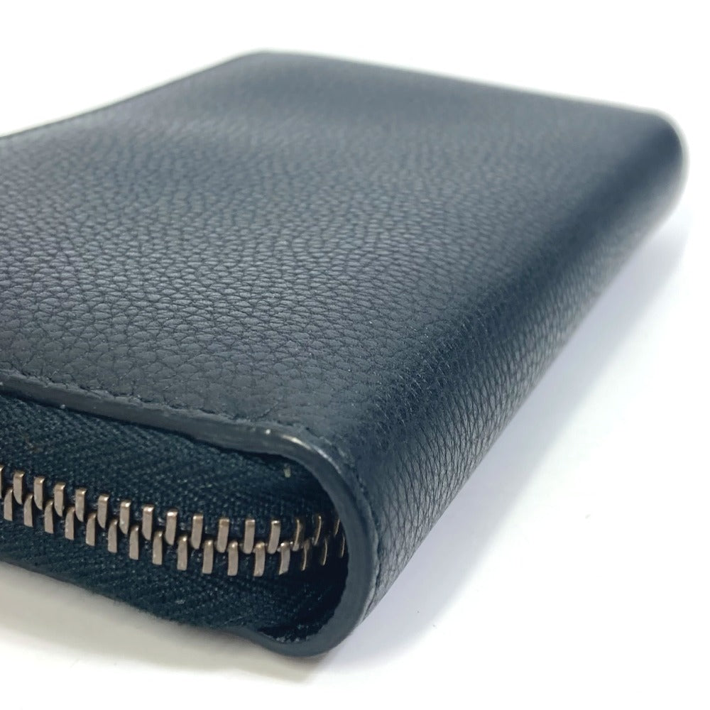 GUCCI 496317 Sherry Line GUCCI Logo Print Round Zipper Long Wallet Leather Men's Black
