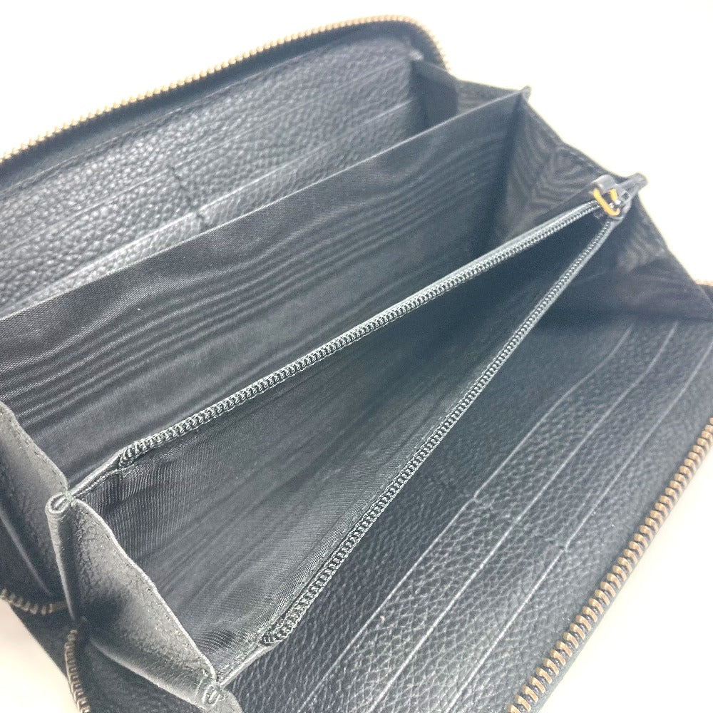 GUCCI 496317 Sherry Line GUCCI Logo Print Round Zipper Long Wallet Leather Men's Black