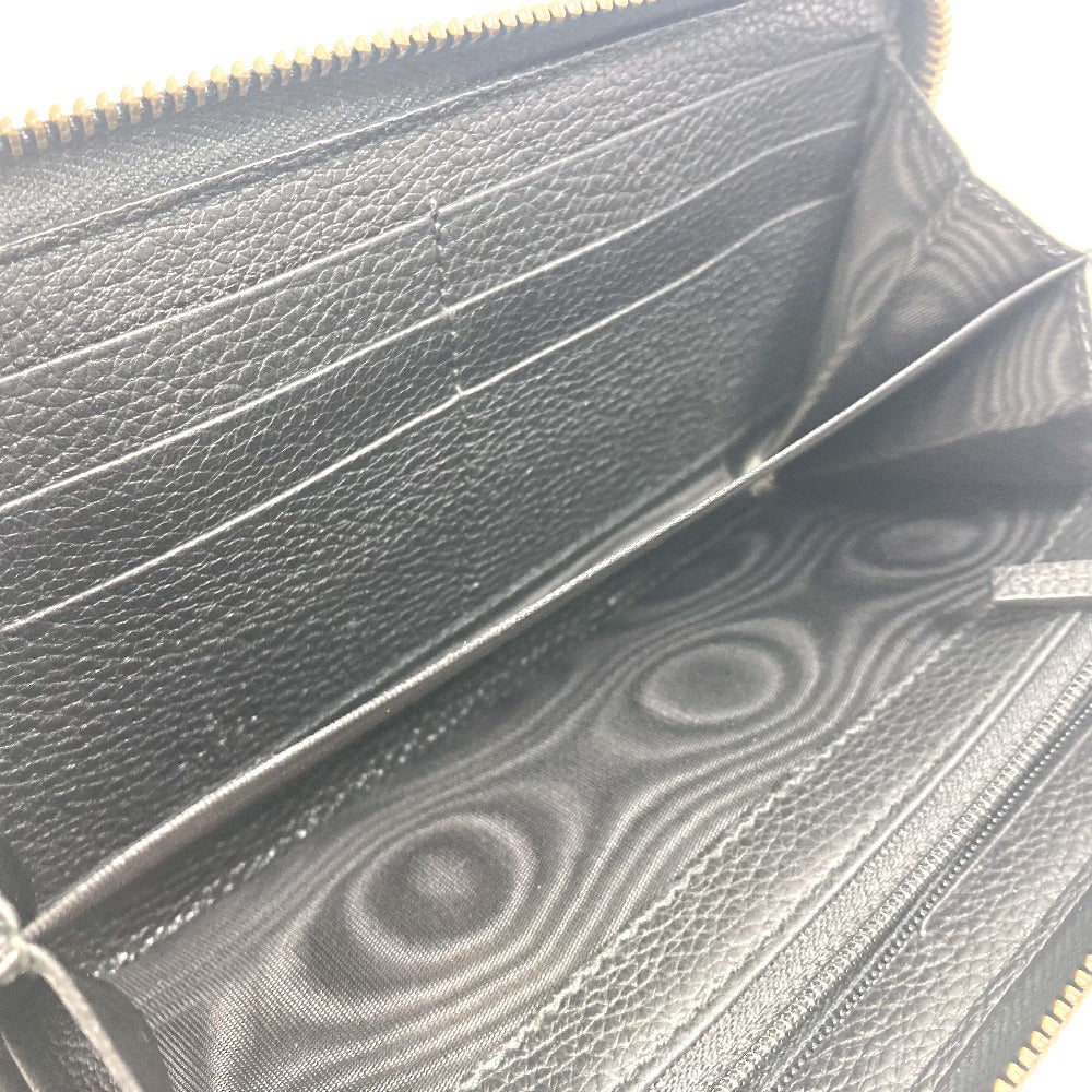 GUCCI 496317 Sherry Line GUCCI Logo Print Round Zipper Long Wallet Leather Men's Black