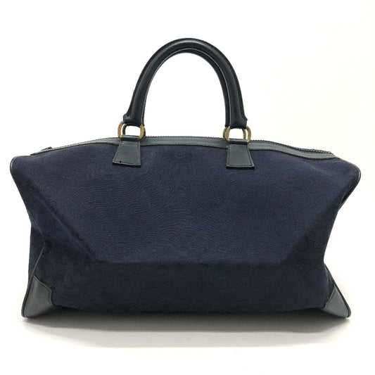 CELINE Cマカダム 馬車 ヴィンテージ カバン ハンドバッグ ボストンバッグ キャンバス/レザー レディース ネイビー