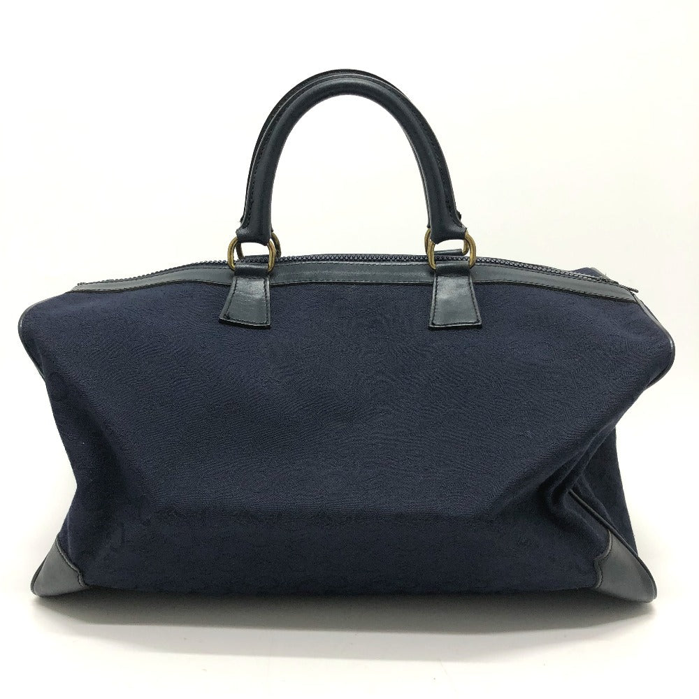CELINE C Macadam Horse-Drawn Carriage Vintage Handbag Boston Bag Canvas/Leather Women's Navy