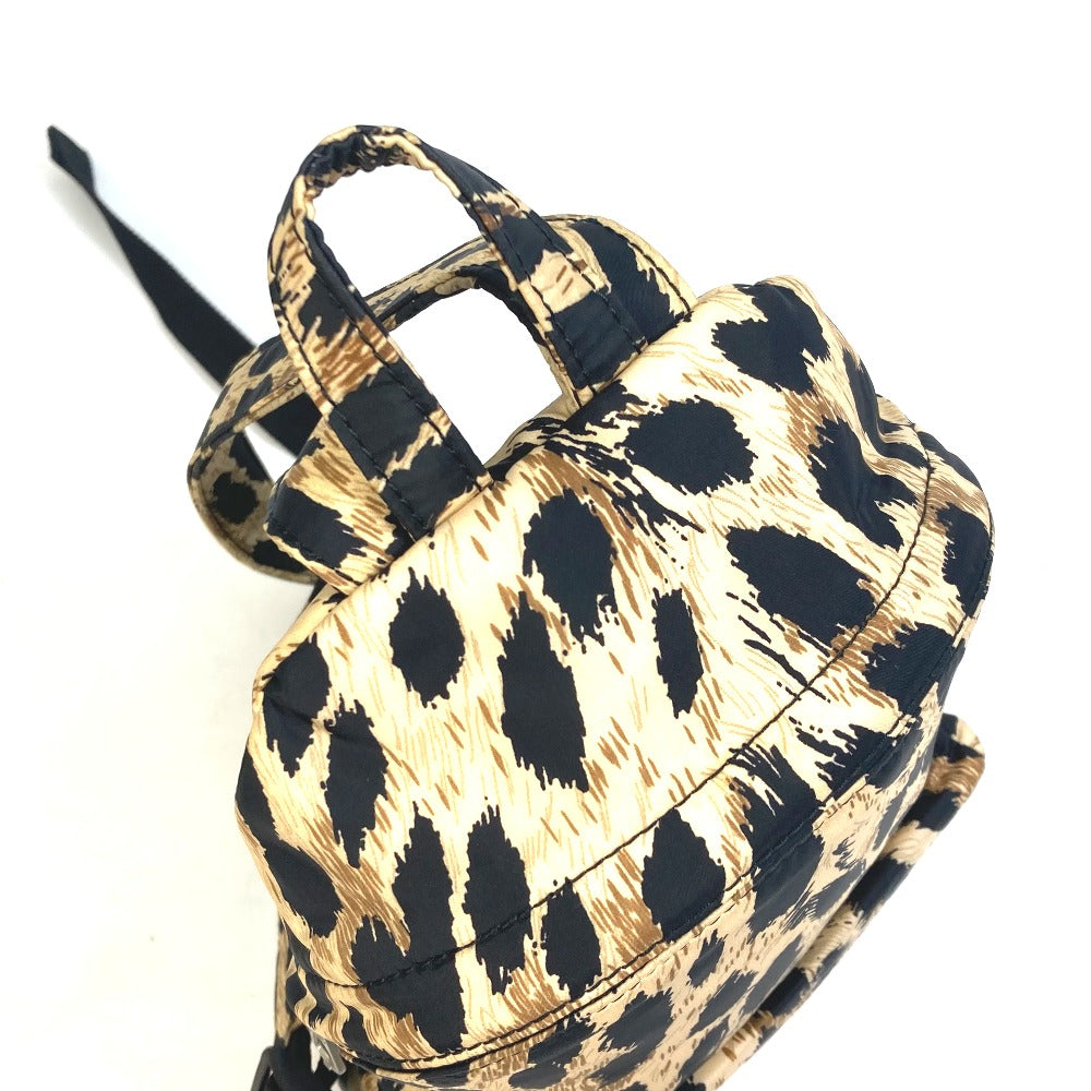 BALENCIAGA 580026 Leopard Print Mini Backpack, Nylon, Women's, Beige