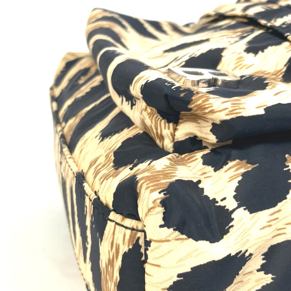 BALENCIAGA 580026 Leopard Print Mini Backpack, Nylon, Women's, Beige