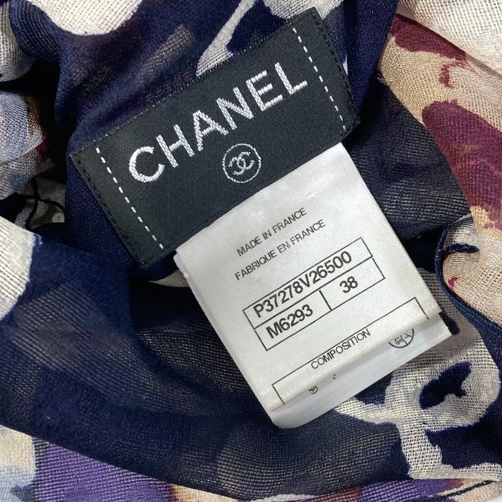 CHANEL P37278 Sheer Short Sleeve Coco Mark CC Camellia Button Top Apparel Silk Blouse Women's Multicolor