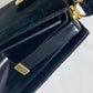 CELINE Vintage Clasp Shoulder Bag in Velour/Leather, Black