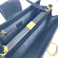 CELINE Vintage Clasp Shoulder Bag in Velour/Leather, Black
