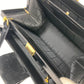 CELINE Vintage Clasp Shoulder Bag in Velour/Leather, Black