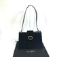 CELINE Vintage Clasp Shoulder Bag in Velour/Leather, Black