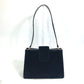 CELINE Vintage Clasp Shoulder Bag in Velour/Leather, Black